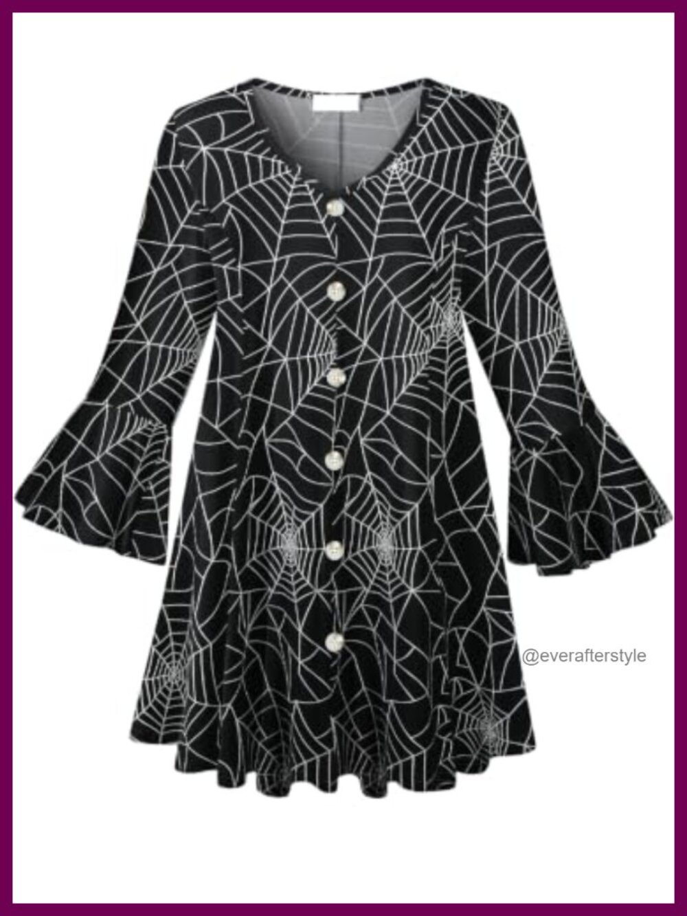 Womens Tunic Top 3/4 Flared Sleeve Rayon Spandex Plus Size A-Line